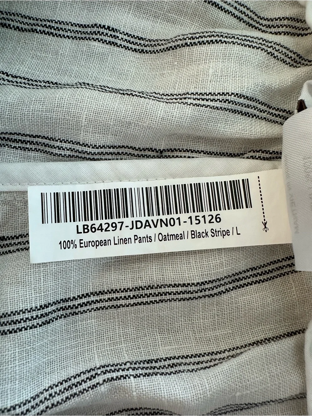 Quince 100% European Linen Pants Oatmeal Black Stripe Quiet Luxury Size Large